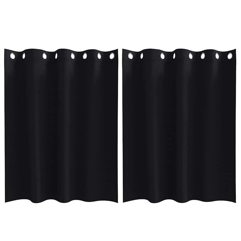 Tende Blackout con Anelli 2 pcs Nero 140 x 140 cm Poliestere | homemem39
