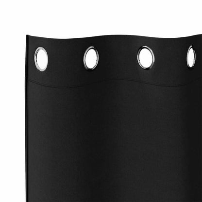 Tende Blackout con Anelli 2 pcs Nero 175 x 140 cm Poliestere | homemem39