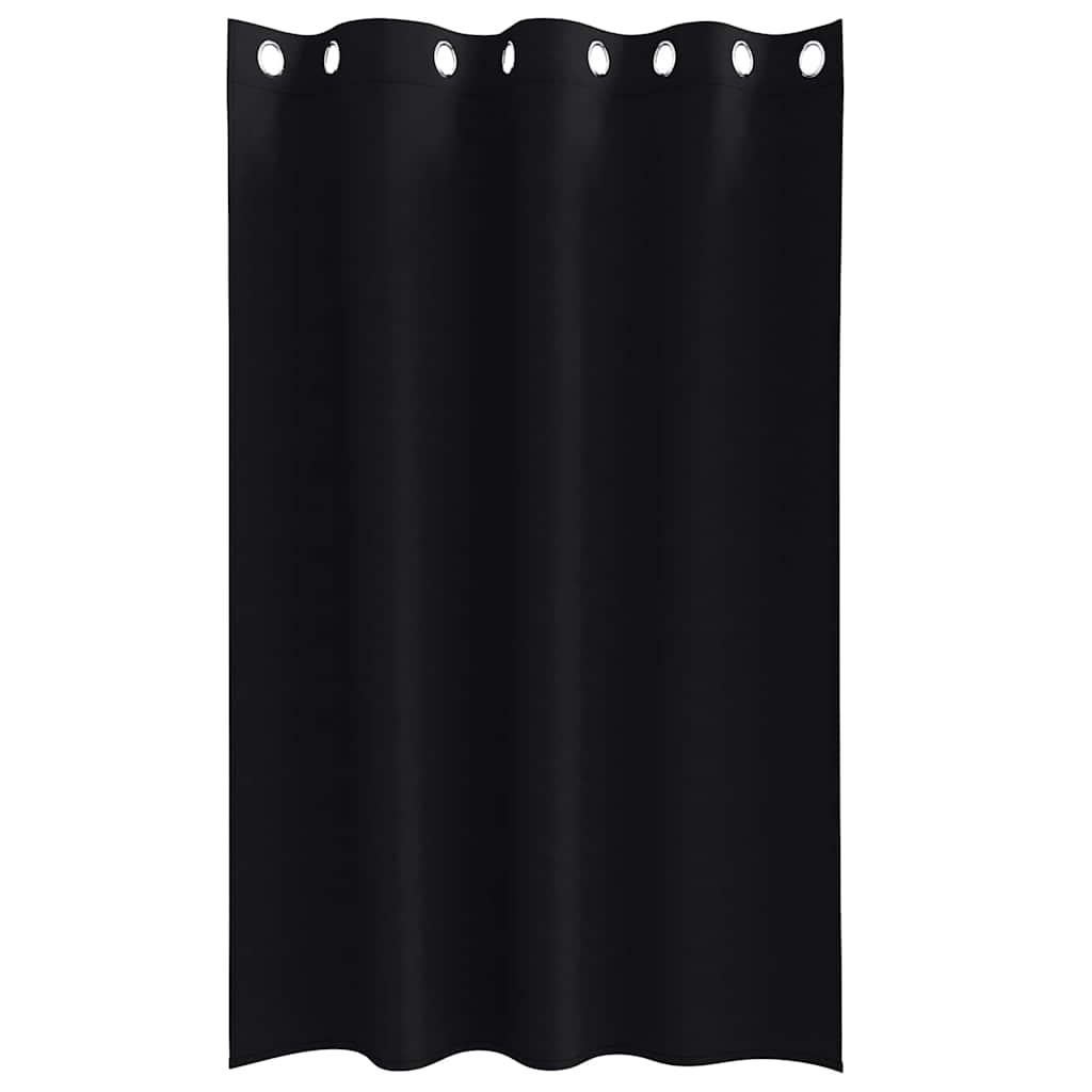 Tende Blackout con Anelli 2 pcs Nero 175 x 140 cm Poliestere | homemem39