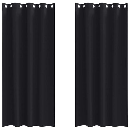 Tende Blackout con Anelli 2 pcs Nero 225 x 140 cm Poliestere | homemem39