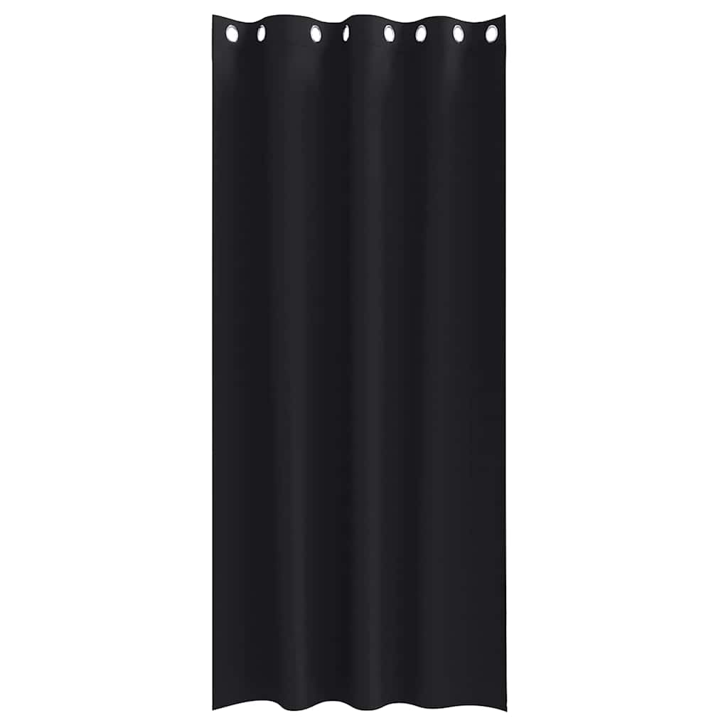 Tende Blackout con Anelli 2 pcs Nero 245 x 140 cm Poliestere | homemem39