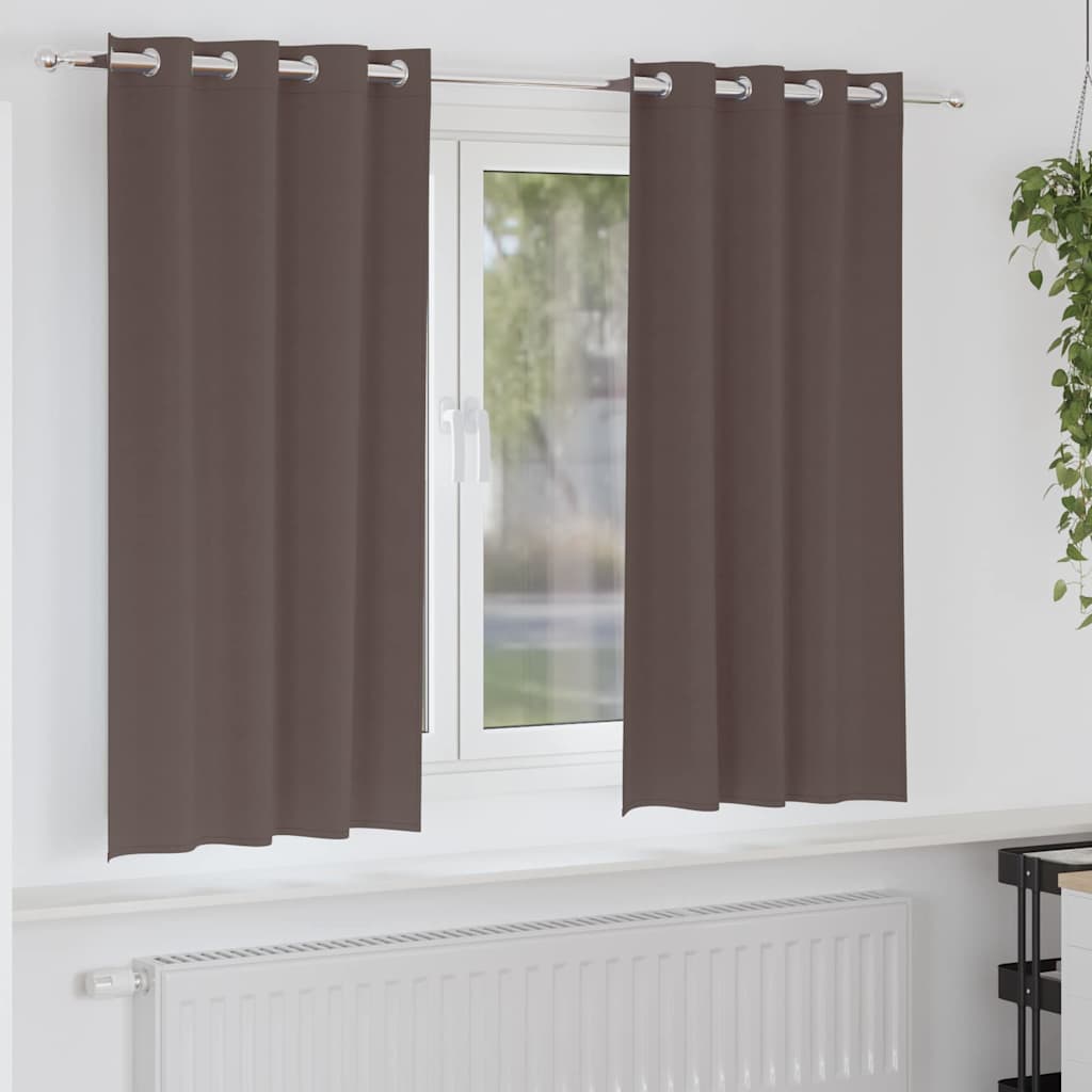 Tende Blackout con Anelli 2 pcs Marrone Scuro 175 x 140 cm | homemem39