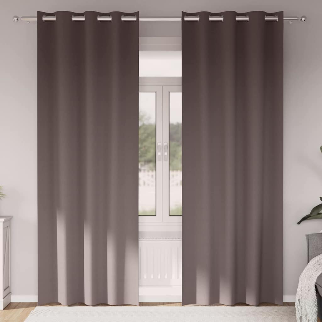 Tende Blackout con Anelli 2 pcs Marrone Scuro 225 x 140 cm | homemem39