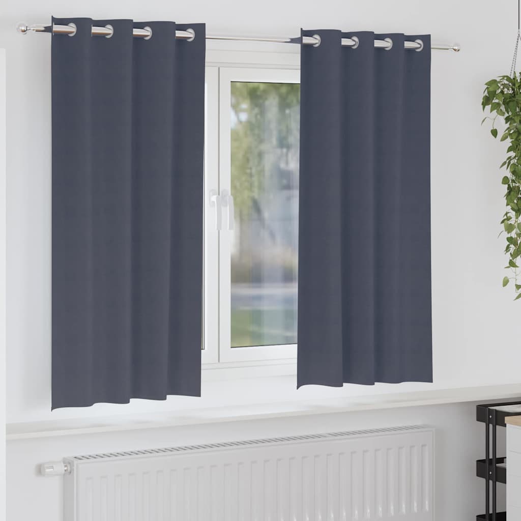 Tende Blackout con Anelli 2 pcs Antracite 175 x 140 cm | homemem39