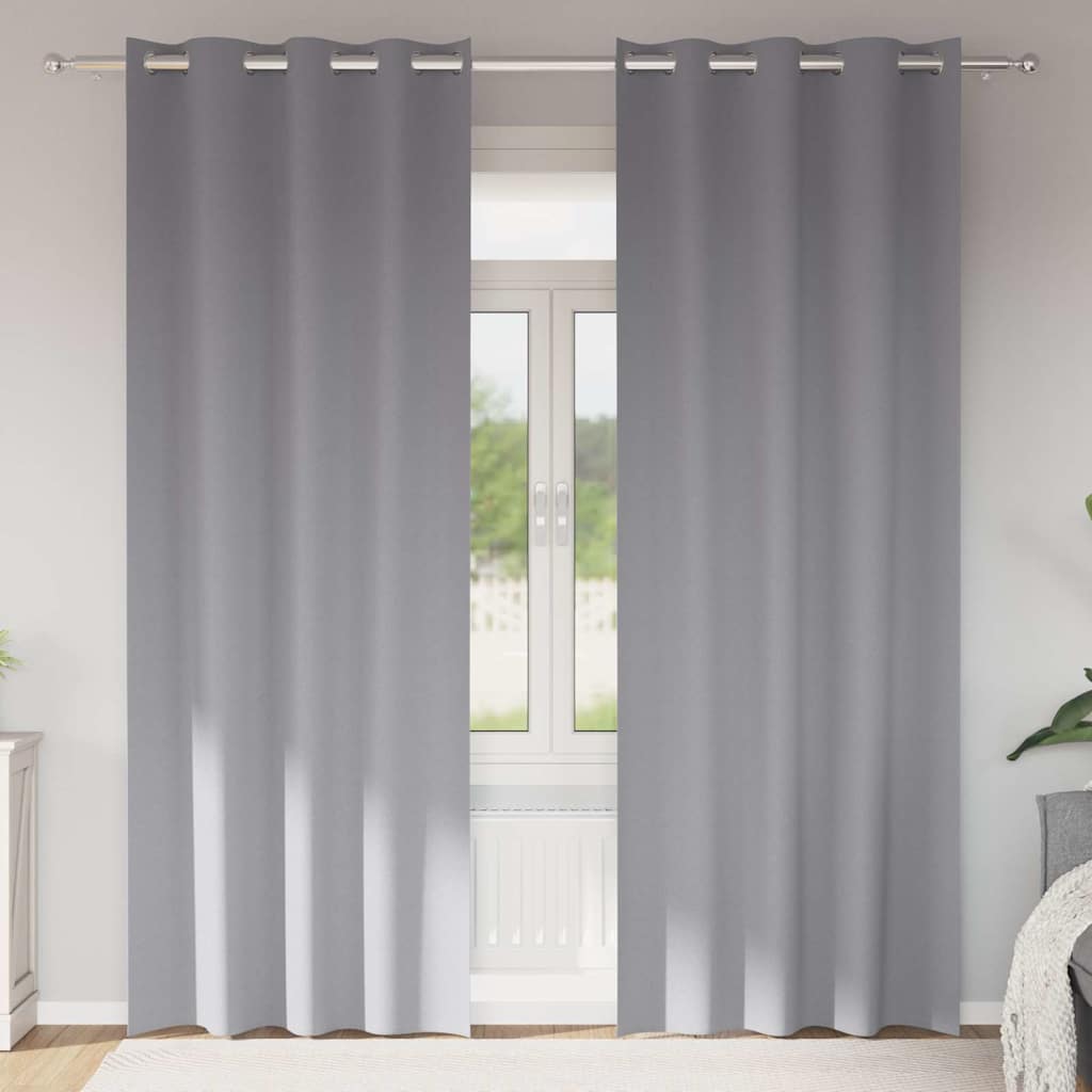 Tende Blackout con Anelli 2 pcs Grigio chiaro 225 x 140 cm | homemem39