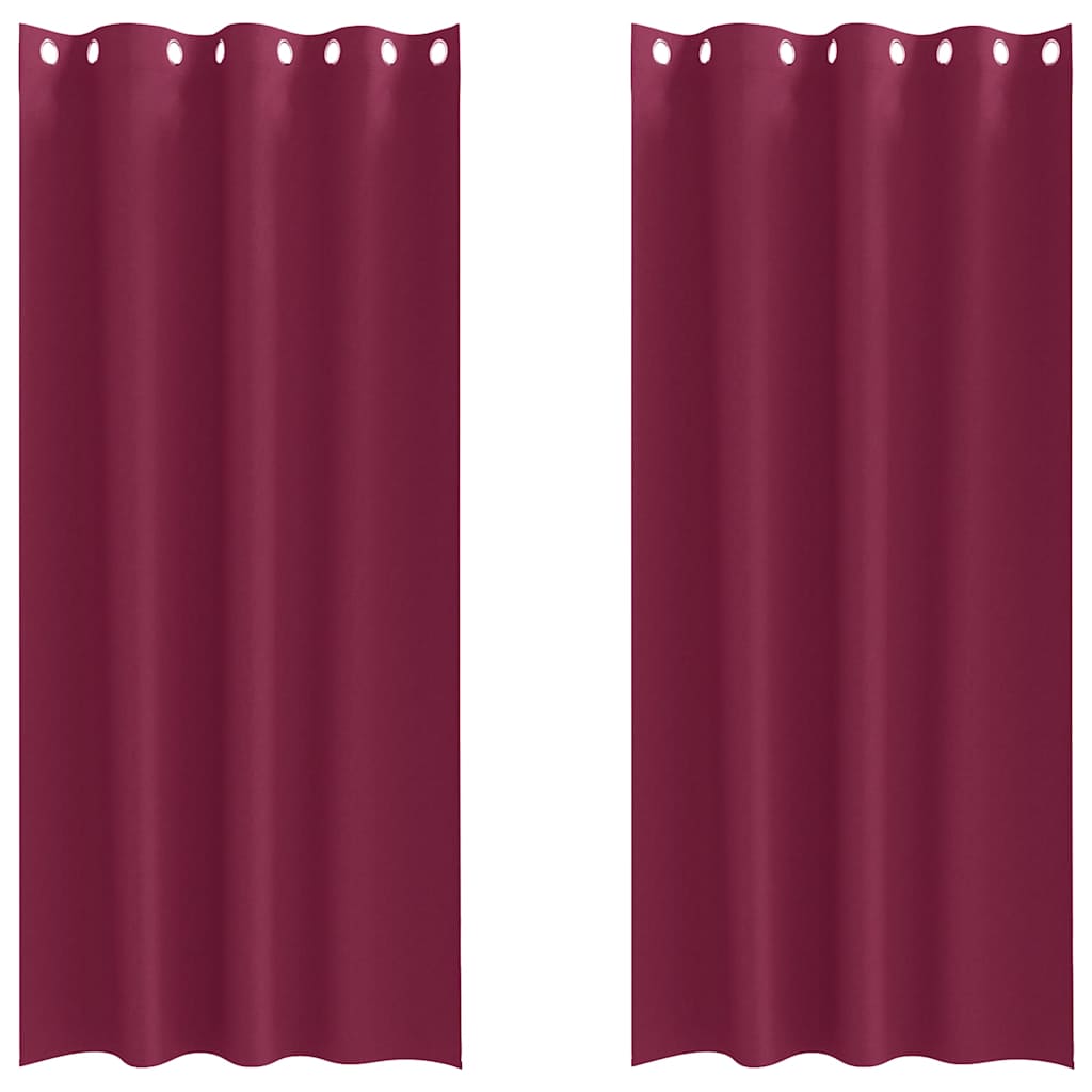 Tende Blackout con Anelli 2 pcs Rosso Vino 225 x 140 cm