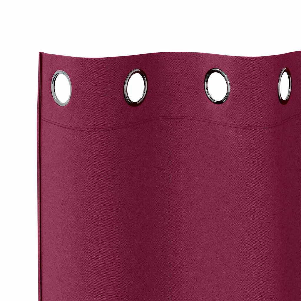 Tende Blackout con Anelli 2 pcs Rosso Vino 260 x 140 cm