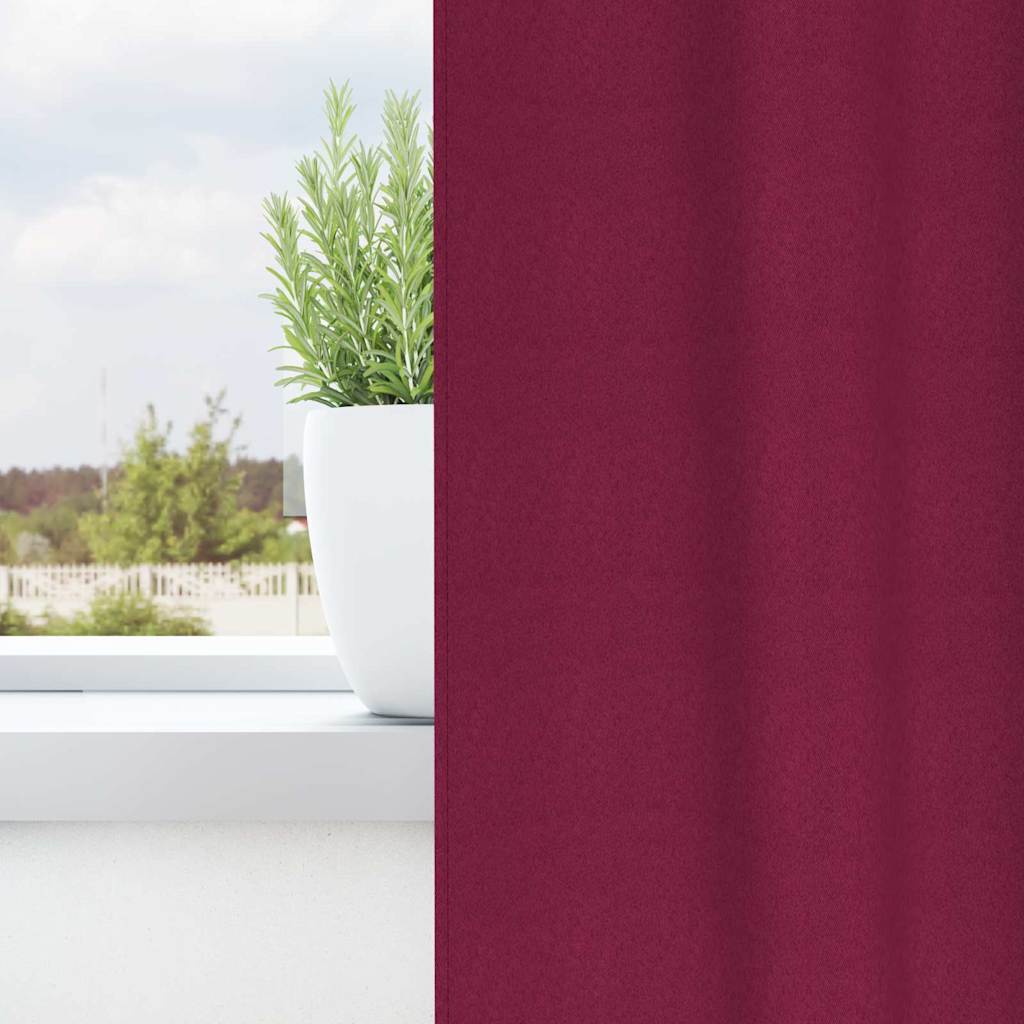 Tende Blackout con Anelli 2 pcs Rosso Vino 260 x 140 cm