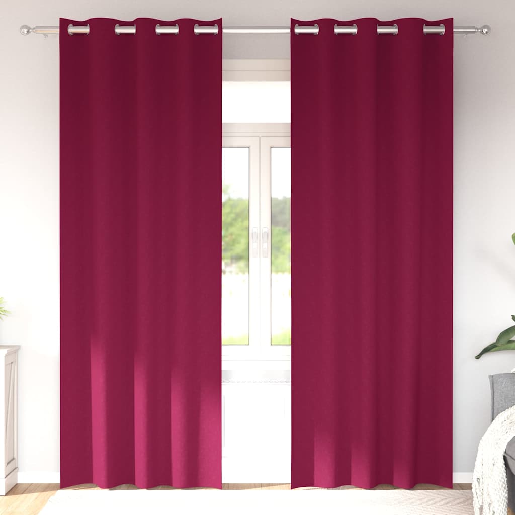Tende Blackout con Anelli 2 pcs Rosso Vino 260 x 140 cm