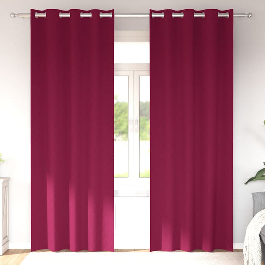 Tende Blackout con Anelli 2 pcs Rosso Vino 260 x 140 cm | homemem39