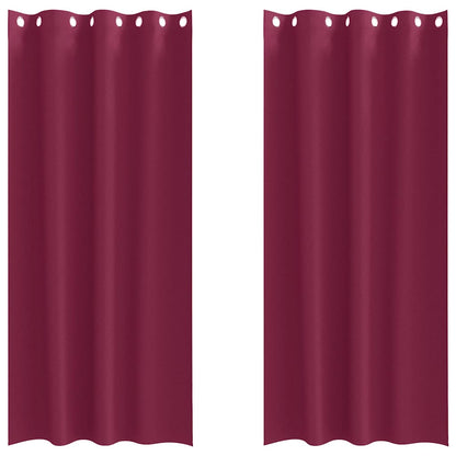 Tende Blackout con Anelli 2 pcs Rosso Vino 260 x 140 cm