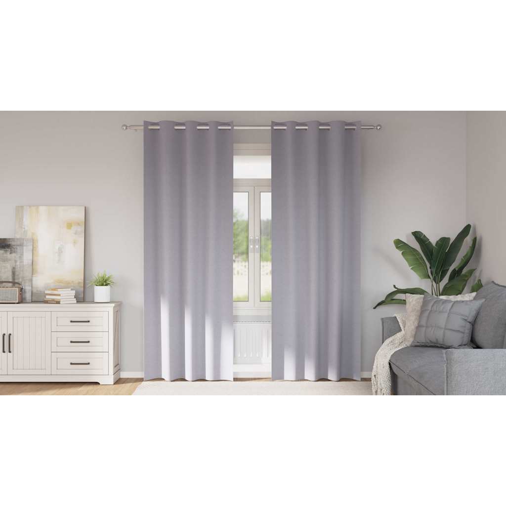 Tende Blackout con Anelli 2 pcs Grigio Metallico 245 x 140 cm