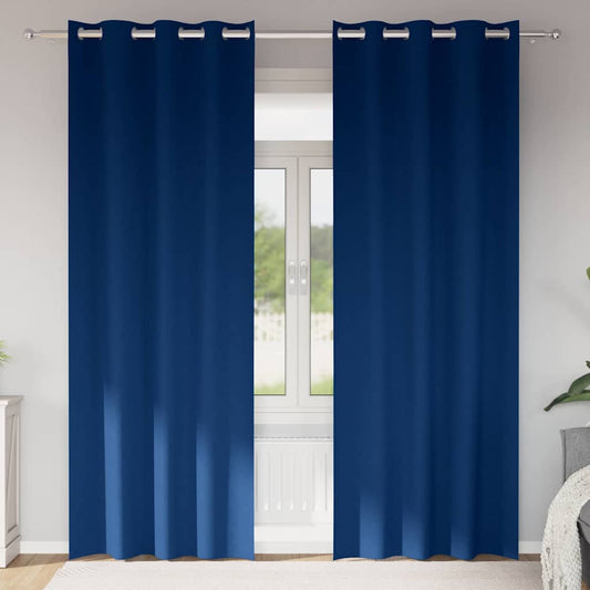 Tende Blackout con Anelli 2 pcs Blu Scuro 225 x 140 cm | homemem39