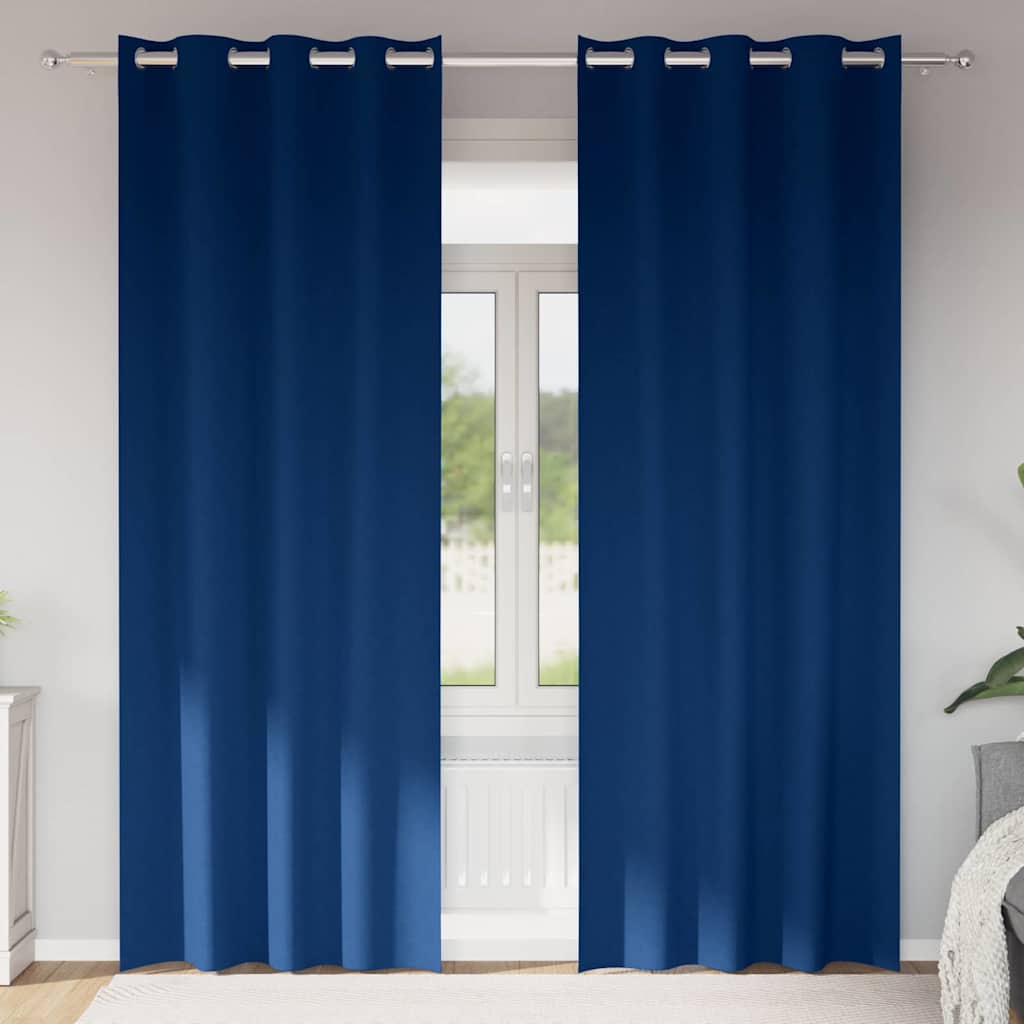 Tende Blackout con Anelli 2 pcs Blu Scuro 260 x 140 cm