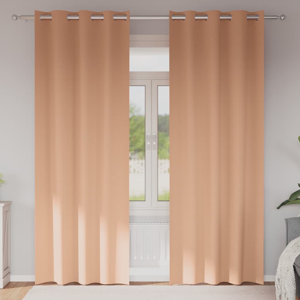 Tende Blackout con Anelli 2 pcs Marrone Chiaro 260 x 140 cm | homemem39