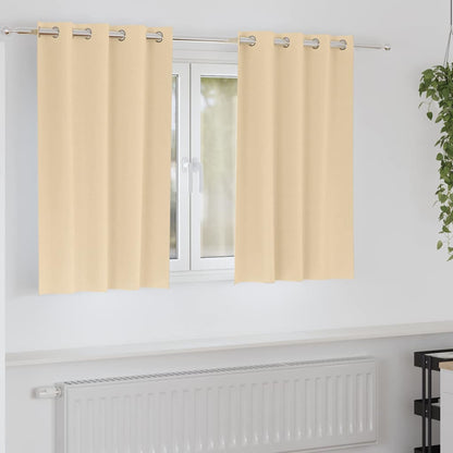 Tende Blackout con Anelli 2 pcs Crema 140 x 140 cm Poliestere | homemem39
