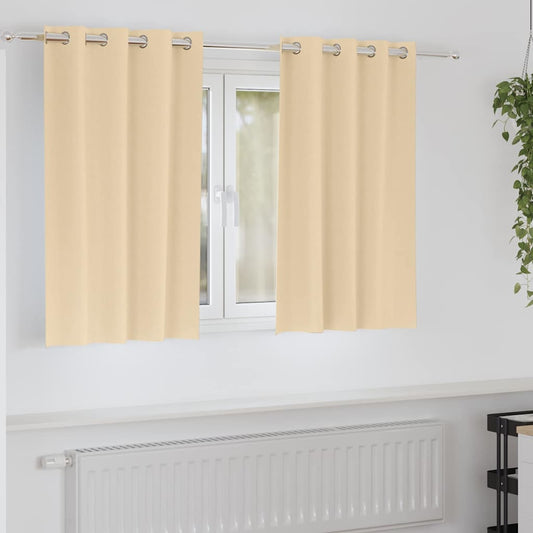 Tende Blackout con Anelli 2 pcs Crema 140 x 140 cm Poliestere | homemem39