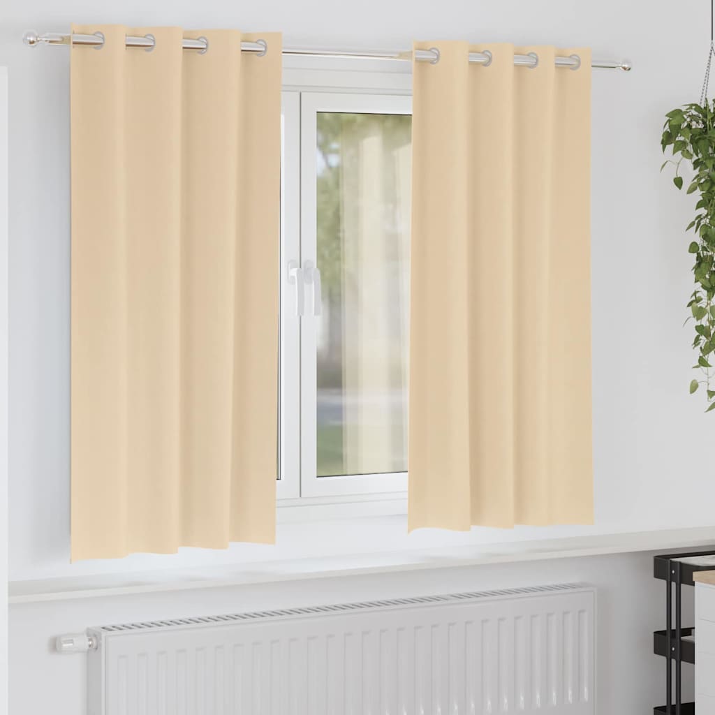 Tende Blackout con Anelli 2 pcs Crema 175 x 140 cm Poliestere | homemem39