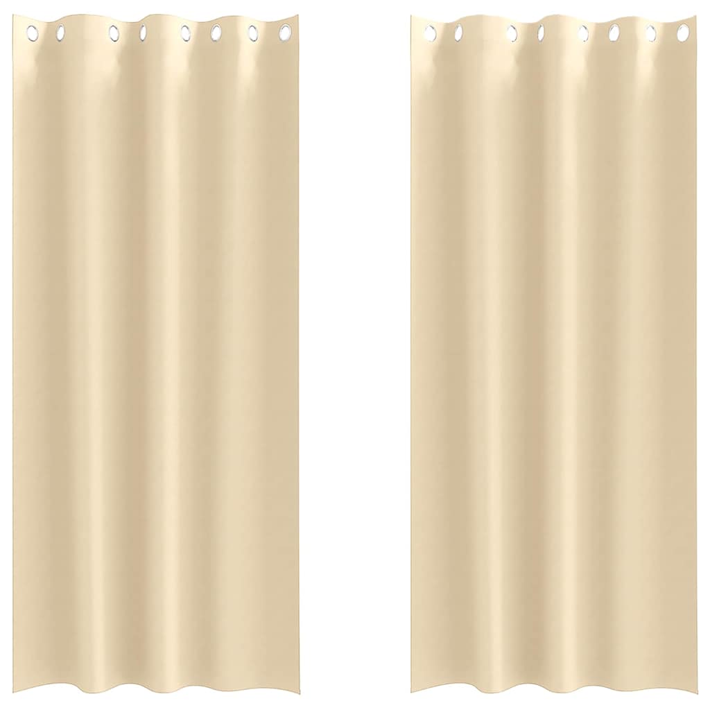 Tende Blackout con Anelli 2 pcs Crema 225 x 140 cm Poliestere | homemem39