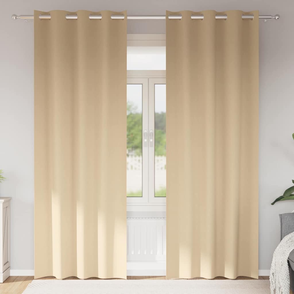 Tende Blackout con Anelli 2 pcs Crema 245 x 140 cm Poliestere | homemem39