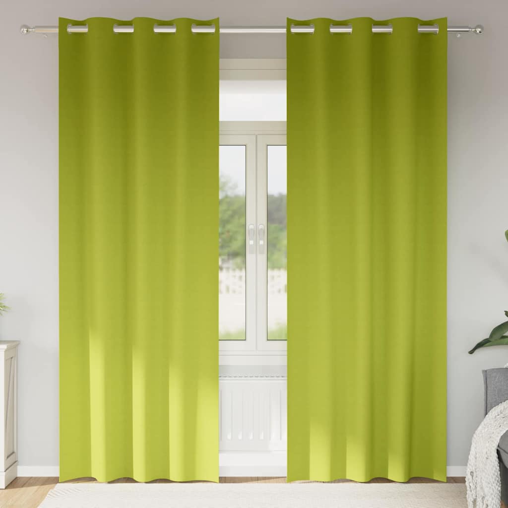 Tende Blackout con Anelli 2 pcs Verde 225 x 140 cm Poliestere