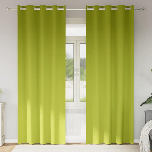 Tende Blackout con Anelli 2 pcs Verde 225 x 140 cm Poliestere