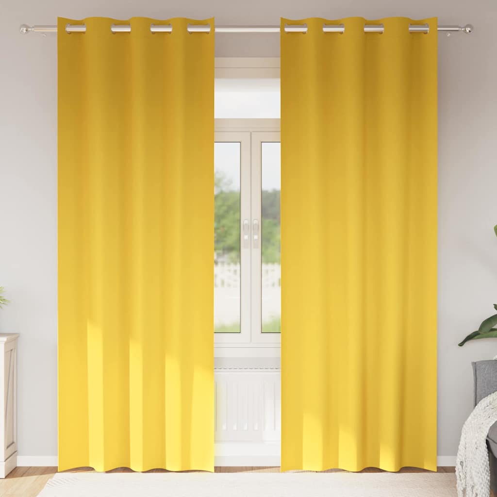 Tende Blackout con Anelli 2 pcs Giallo senape 245 x 140 cm | homemem39