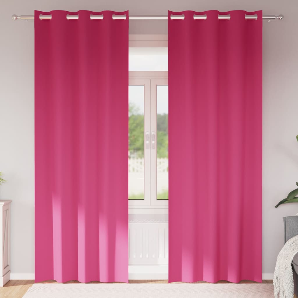 Tende Blackout con Anelli 2 pcs Rosa Vivo 225 x 140 cm