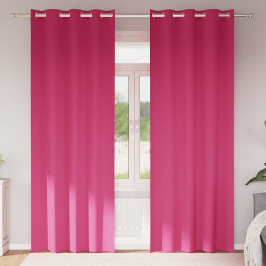 Tende Blackout con Anelli 2 pz Rosa Vivo 225 x 140 cm - homemem39