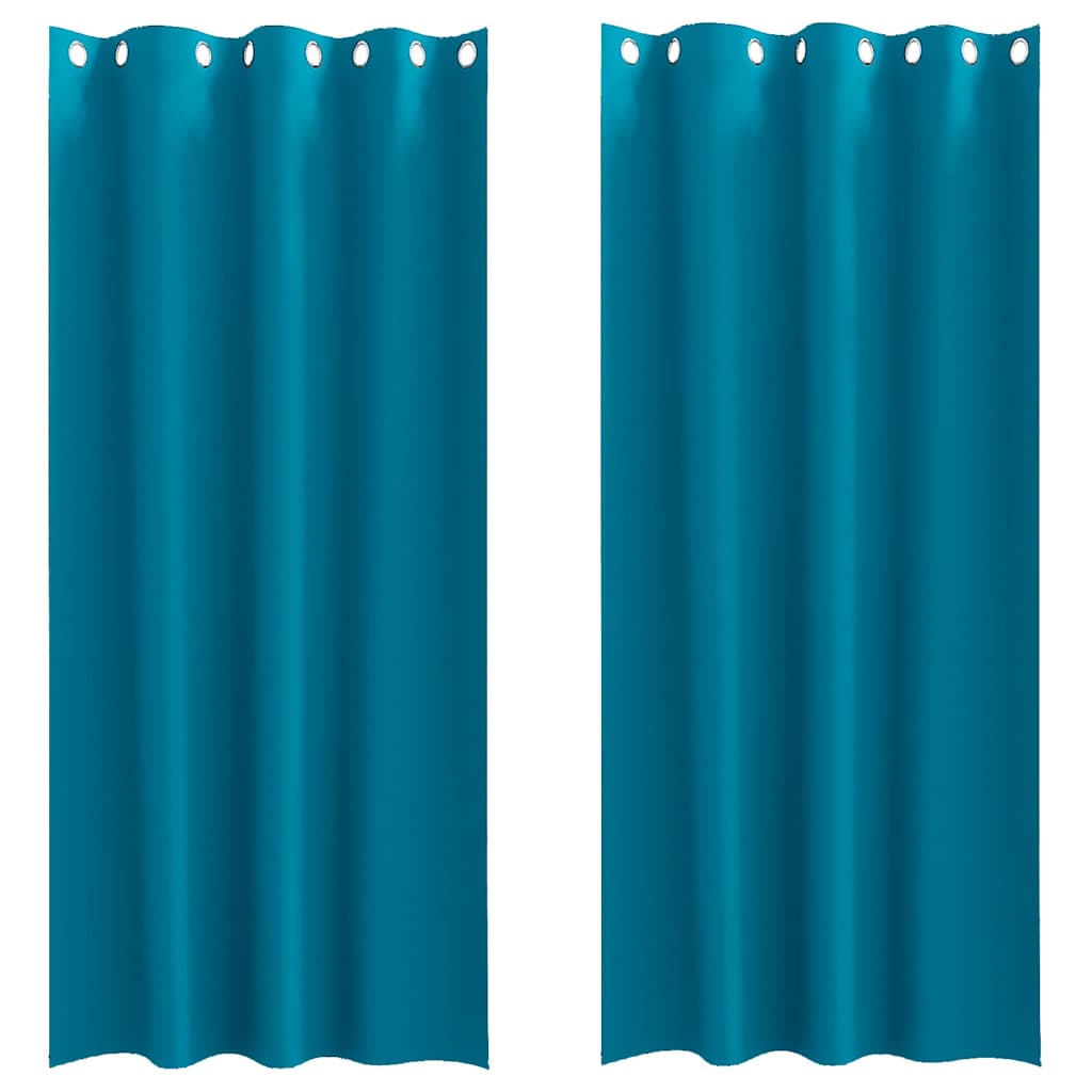 Tende Blackout con Anelli 2 pcs Turchese 245 x 140 cm
