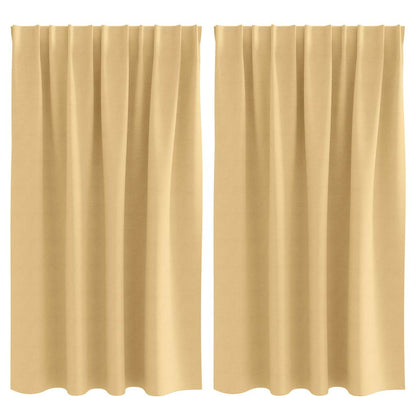 Tende Blackout con Anelli 2 pcs Beige 140 x 140 cm Poliestere | homemem39