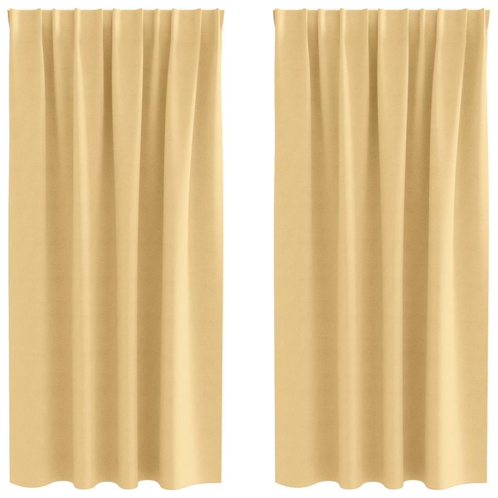 Tende Blackout con Anelli 2 pcs Beige 175 x 140 cm Poliestere | homemem39