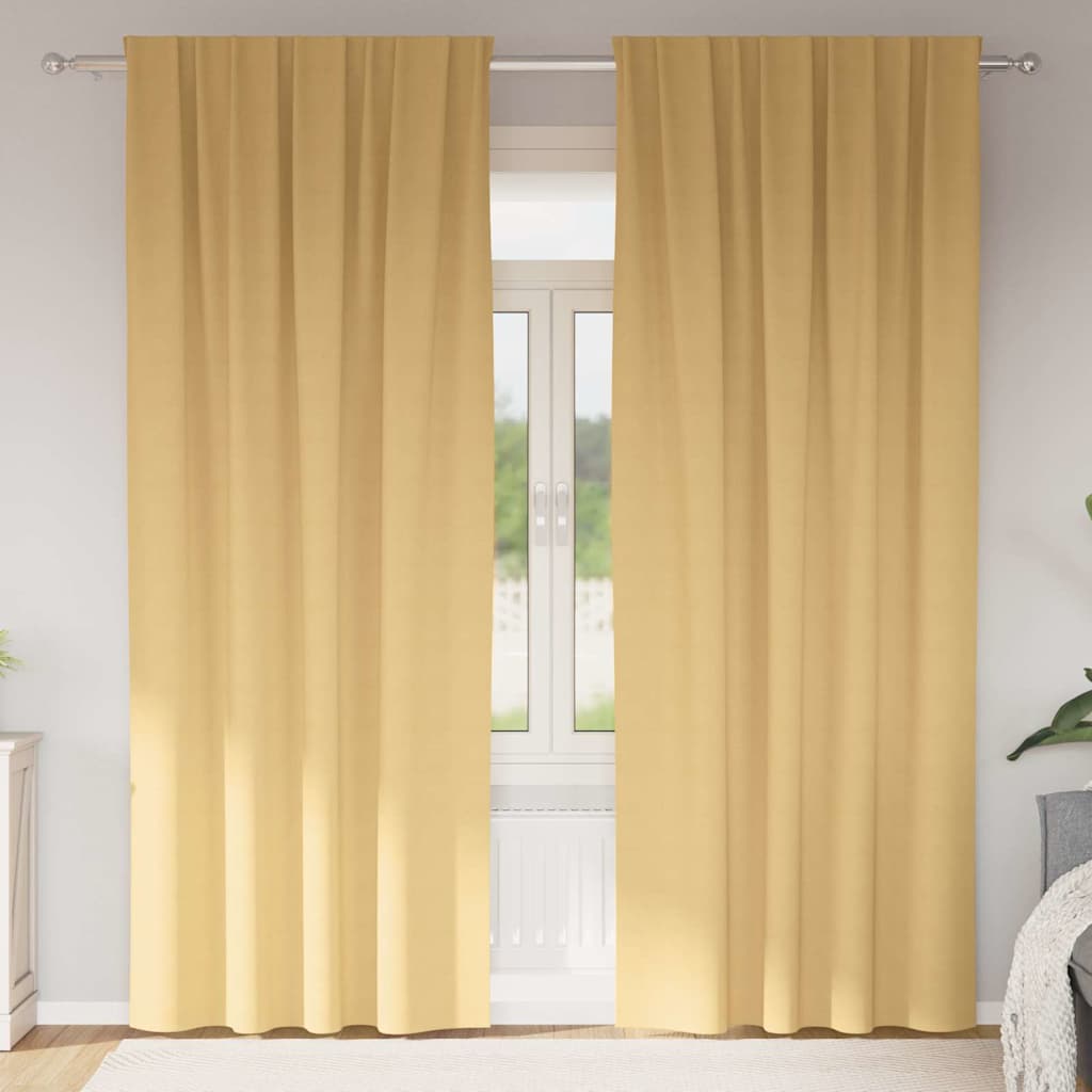 Tende Blackout con Anelli 2 pcs Beige 245 x 140 cm Poliestere | homemem39