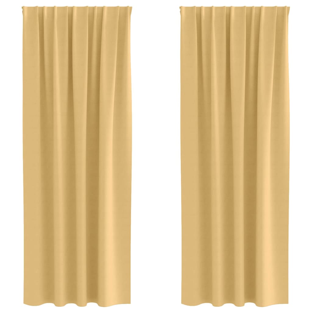 Tende Blackout con Anelli 2 pcs Beige 245 x 140 cm Poliestere | homemem39