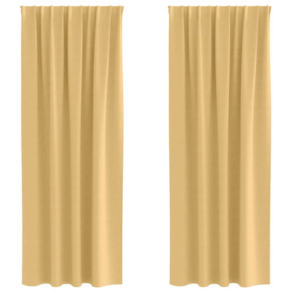 Tende Blackout con Anelli 2 pcs Beige 245 x 140 cm Poliestere | homemem39