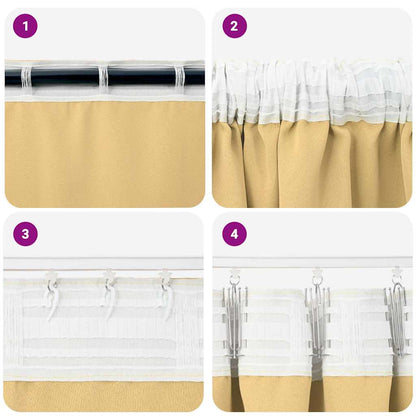 Tende Blackout con Anelli 2 pcs Beige 260 x 140 cm Poliestere | homemem39