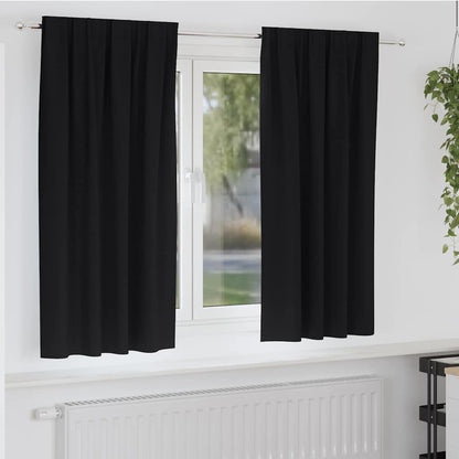 Tende Blackout con Anelli 2 pcs Nero 175 x 140 cm Poliestere | homemem39
