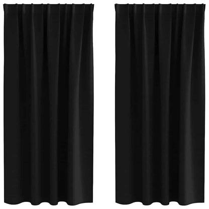 Tende Blackout con Anelli 2 pcs Nero 175 x 140 cm Poliestere | homemem39