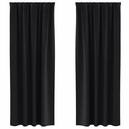 Tende Blackout con Anelli 2 pcs Nero 225 x 140 cm Poliestere | homemem39