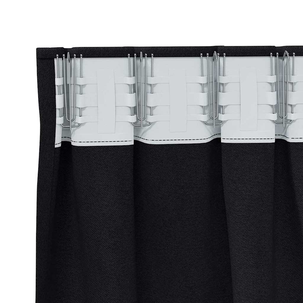 Tende Blackout con Anelli 2 pcs Nero 245 x 140 cm Poliestere | homemem39
