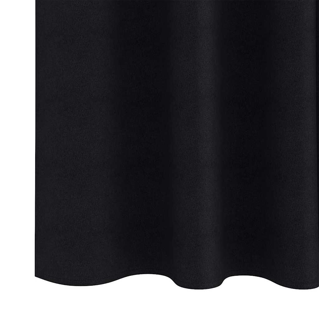 Tende Blackout con Anelli 2 pcs Nero 260 x 140 cm Poliestere | homemem39