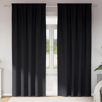 Tende Blackout con Anelli 2 pcs Nero 260 x 140 cm Poliestere | homemem39