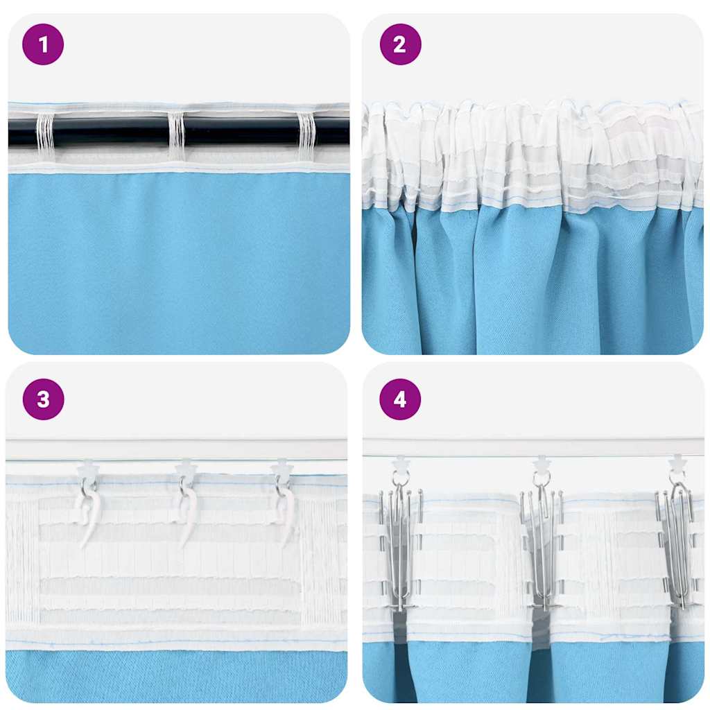 Tende Blackout con Anelli 2 pcs Blu Chiaro 225 x 140 cm | homemem39