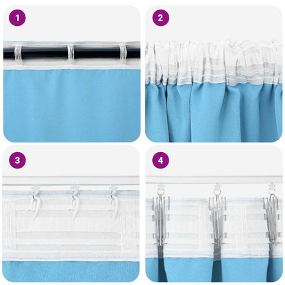 Tende Blackout con Anelli 2 pcs Blu Chiaro 225 x 140 cm | homemem39