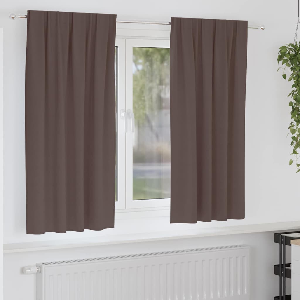 Tende Blackout con Anelli 2 pcs Marrone Scuro 175 x 140 cm | homemem39