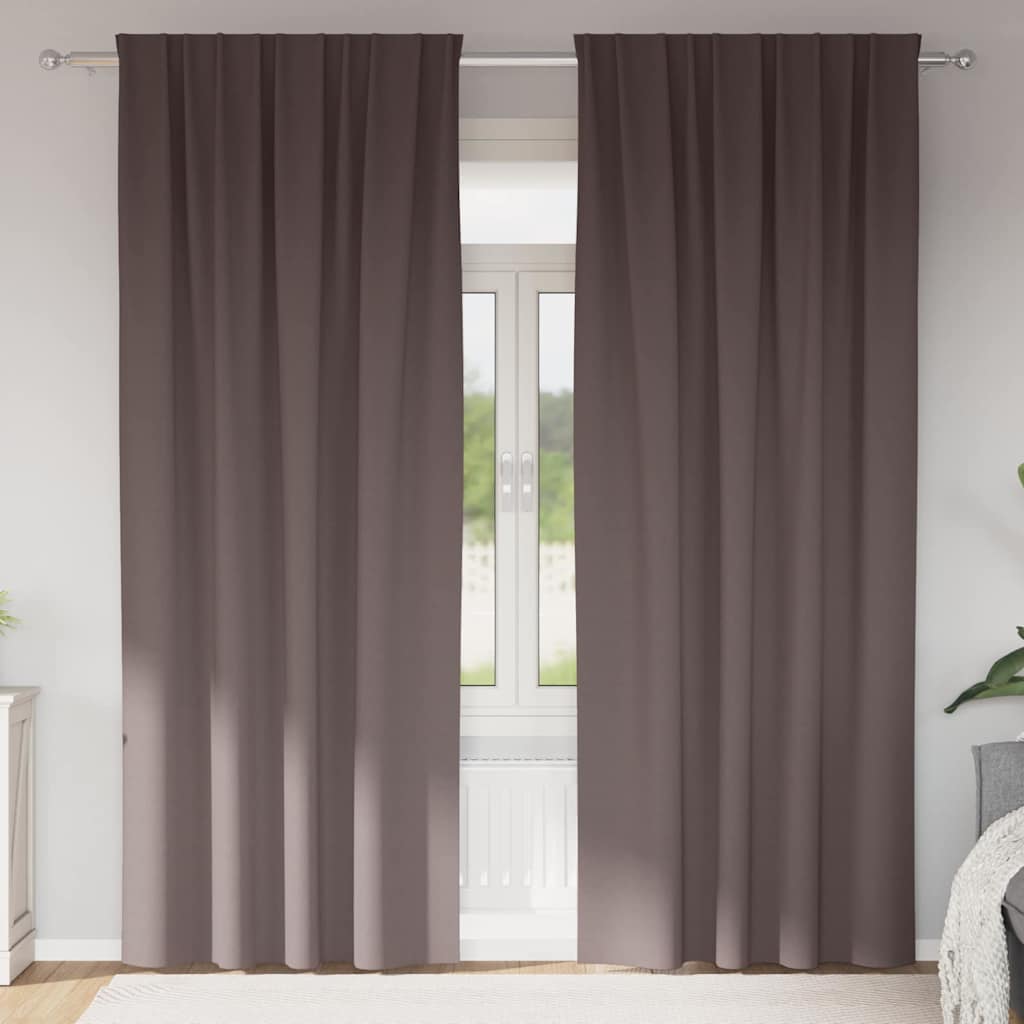 Tende Blackout con Anelli 2 pcs Marrone Scuro 225 x 140 cm | homemem39