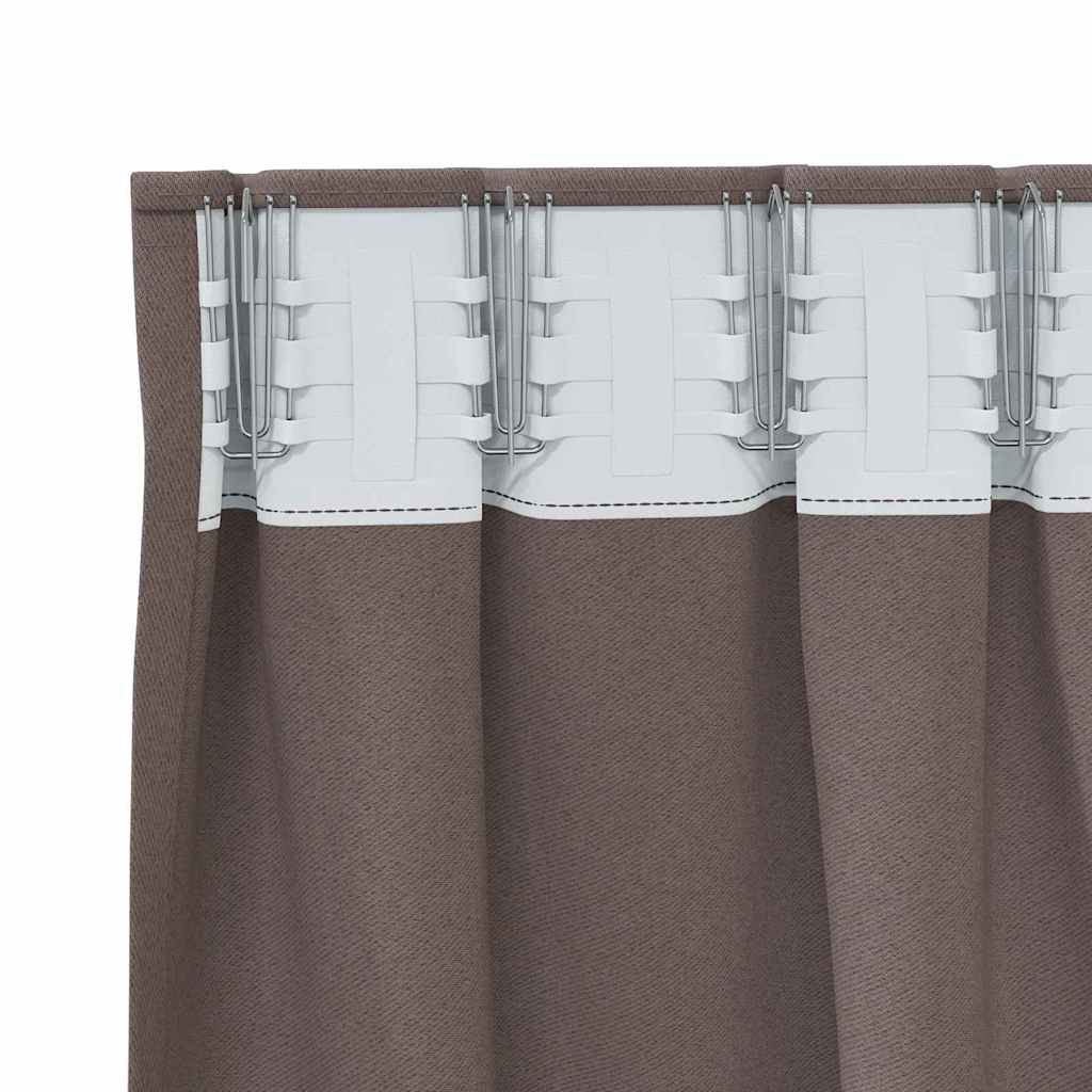 Tende Blackout con Anelli 2 pcs Marrone Scuro 245 x 140 cm | homemem39