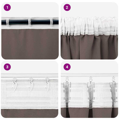 Tende Blackout con Anelli 2 pcs Marrone Scuro 245 x 140 cm | homemem39