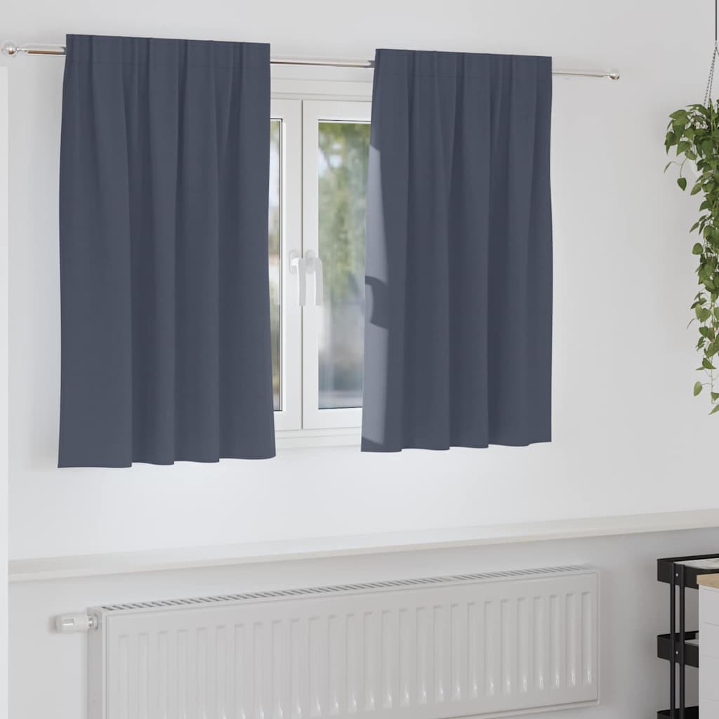 Tende Blackout con Anelli 2 pcs Antracite 140 x 140 cm | homemem39