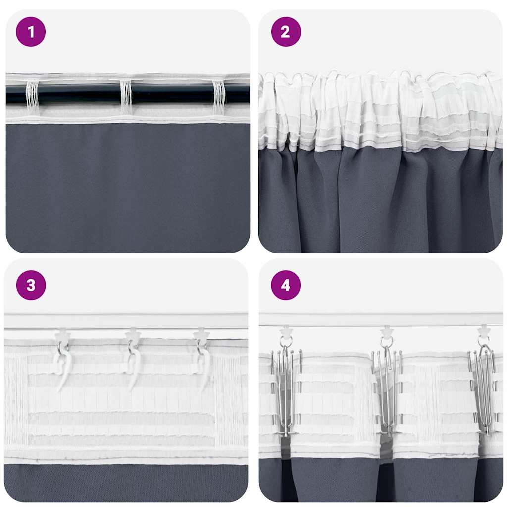 Tende Blackout con Anelli 2 pcs Antracite 260 x 140 cm | homemem39